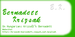 bernadett krizsak business card